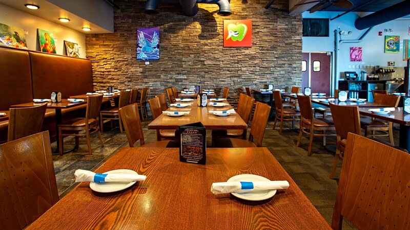 Dining room with long tables